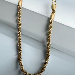 14K Gold Electroplated Rope Style Bracelet