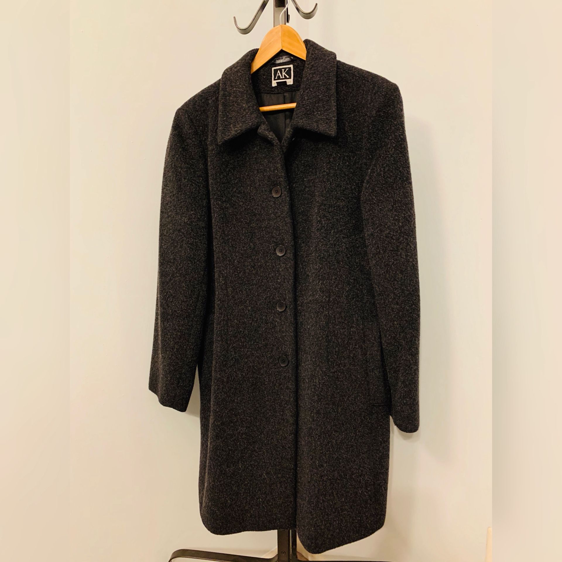 Anne Klein Single-Breast Maxi Wool Coat, Size 12