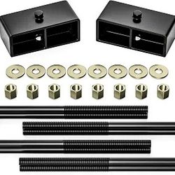 2 inch Rear Lift Blocks for Chevy Silverado 1500 Sierra 1500, 2" Rear Leveling Kit Extended Square U-Bolts Compatible with 1 Silverado 1500
