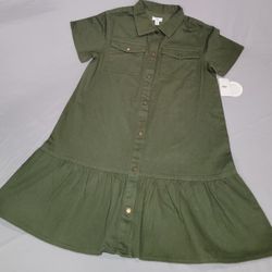 NWT 10/12 Green Denim Dress