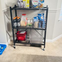Rolling Black Utility Shelf (Foldable)