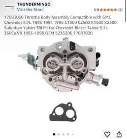 1 Throttle Body Assembly Compatible with GMC Chevrolet 5.7L 1 1995 C1500 C2500 K1500 K2500 Suburban Yukon TBI Fit for Chevrolet Blazer 
