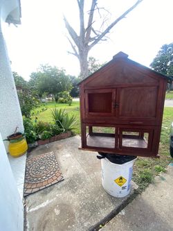 Wooden outside rabbit hutch