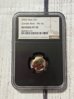 2026 Niue G$1 Zombie Beer - 9kt Au 1g NGC Reverse Proof  PF70