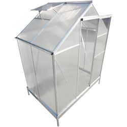 6.3'*4.2'*7' Polycarbonate Greenhouse, Heavy Duty Outdoor Aluminum Walk-in Green House Kit with Rain Gutter, Vent and Door for Backyard Garden, color 
