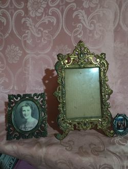 Antique Victorian Brass Picture Frames