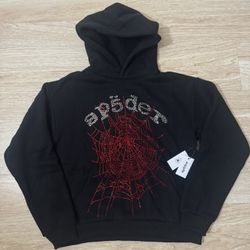 Sp5der OG Rhinestone V2 Black Hoodie