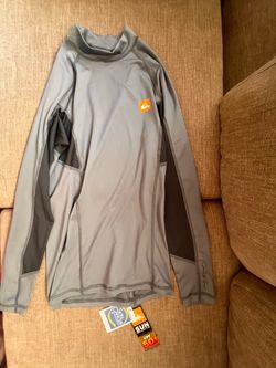 NEW Mens QUIKSILVER Gray Rashguard, Size M UPF 50+ Mock Neck