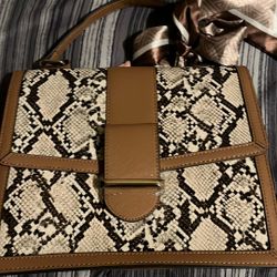 Aldo Snake  Print Satchel Brown 