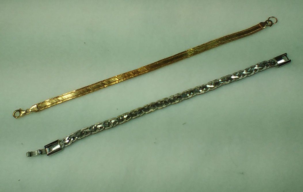 14kt Gold and Sterling Silver Bracelet's 8" Lengths each