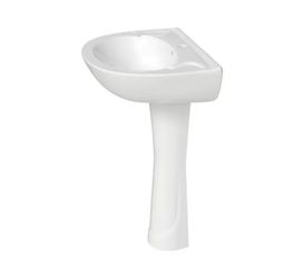 White Ceramic Corner Pedestal Sink