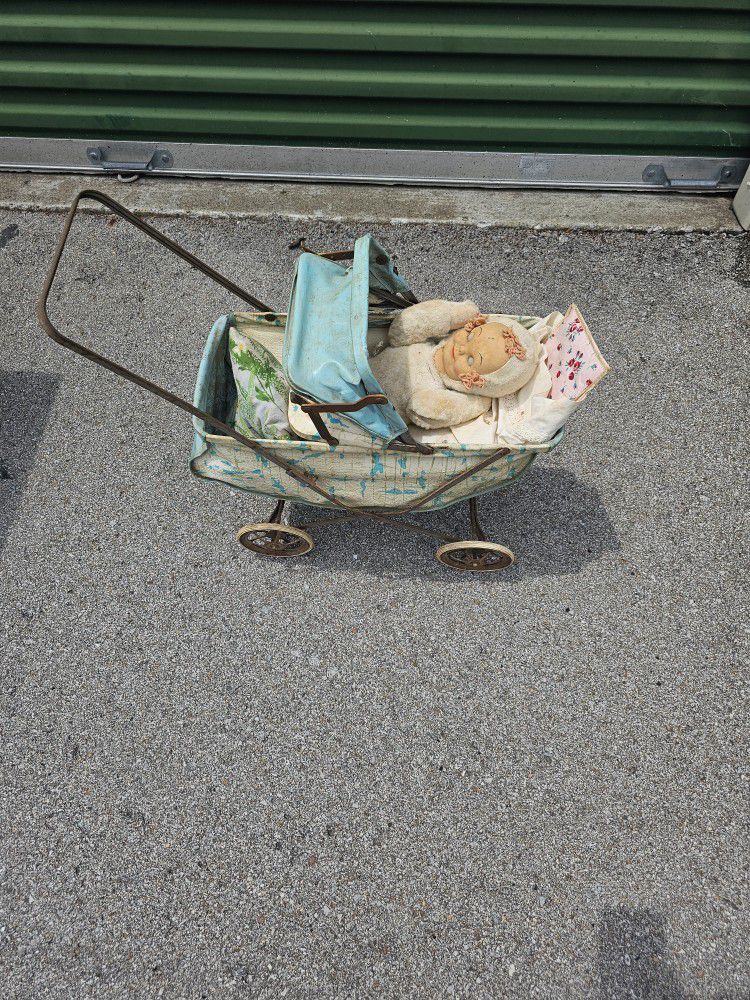 Old Creepy Baby And Stroller