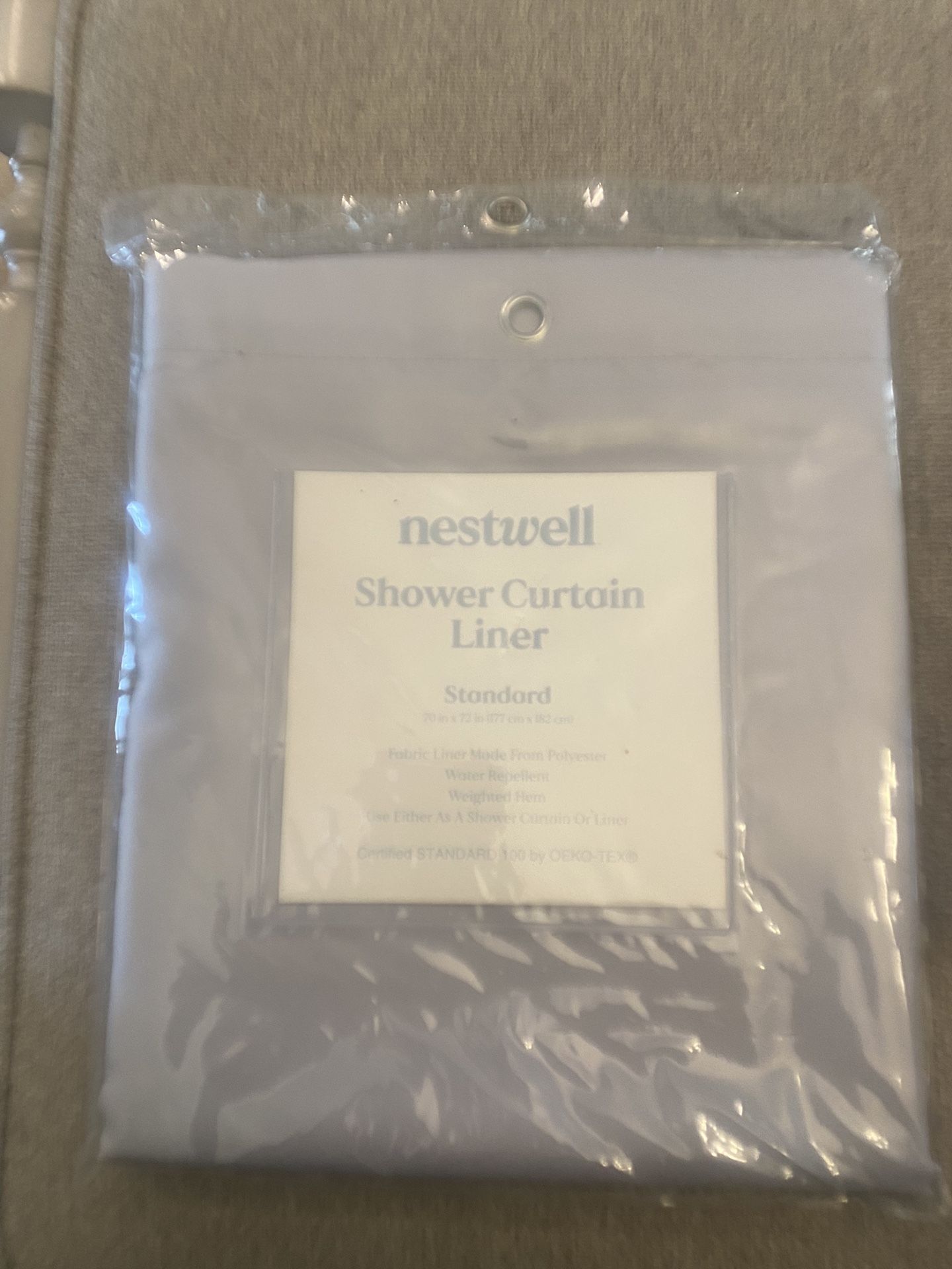 Water resistant fabric shower curtain liner - Light Grey