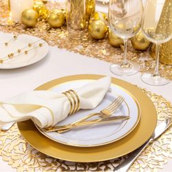 67th Ave & Happy Valley - 49 Gold Charger Plates Bulk for Wedding Receptions 13"