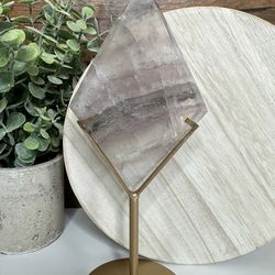 Dreamy Translucent Purple Fluorite & Mica Diamond on Gold Metal Stand 238g/3.33in x 4.89in