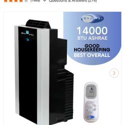 Whynter 9,500 BTU Portable Air Conditioner Cools 500 Sq. Ft. with Dehumidifier, Remote, and Filter in Black$260