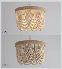 AMZASA Plug in Chandelier Boho Woven Hemp Rope