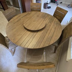 Round table With Lazy Susan For 6