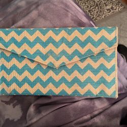 Envelope Bag With Turquoise Chevron Pattern 