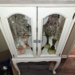 Antique White Small Curio Cabinet