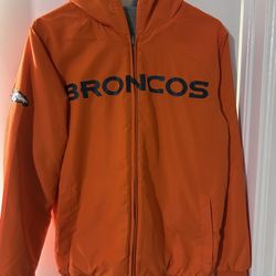 Denver Broncos Jacket Orange Gray Reversible Hoodie Full Zip Sweatshirt XS