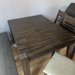 Solid Table & Chairs & Bench 
