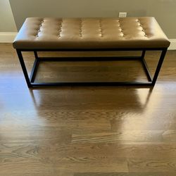 Safavieh Bench Tan Tufted Cushion with Black Metal Base
