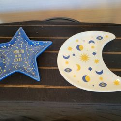 Pair Of Celestial Trinket Dishes 'Written In The Stars' 4.5" Each