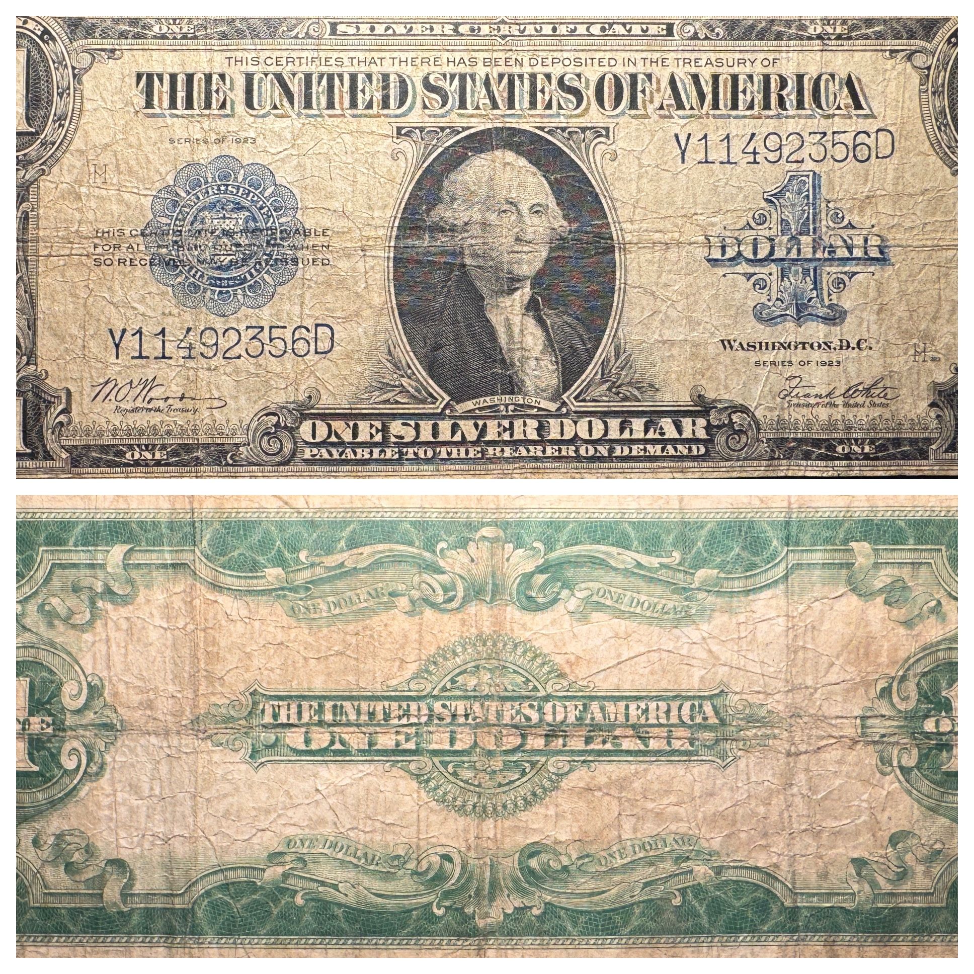 LARGE 1923 "Horseblanket" $1