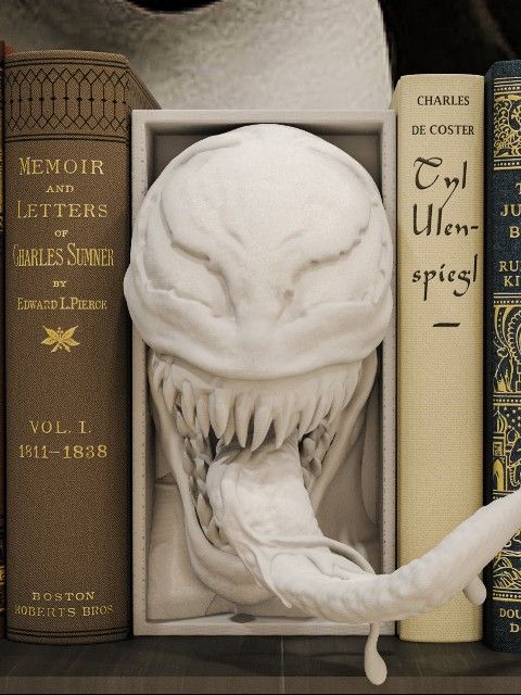 Spiderman Venom Book Nook Bookend Fantasy Horror Decor Literature Halloween