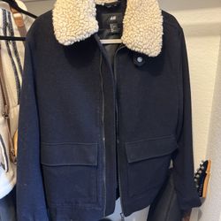 Sherpa Collar Black Bomber Jacket