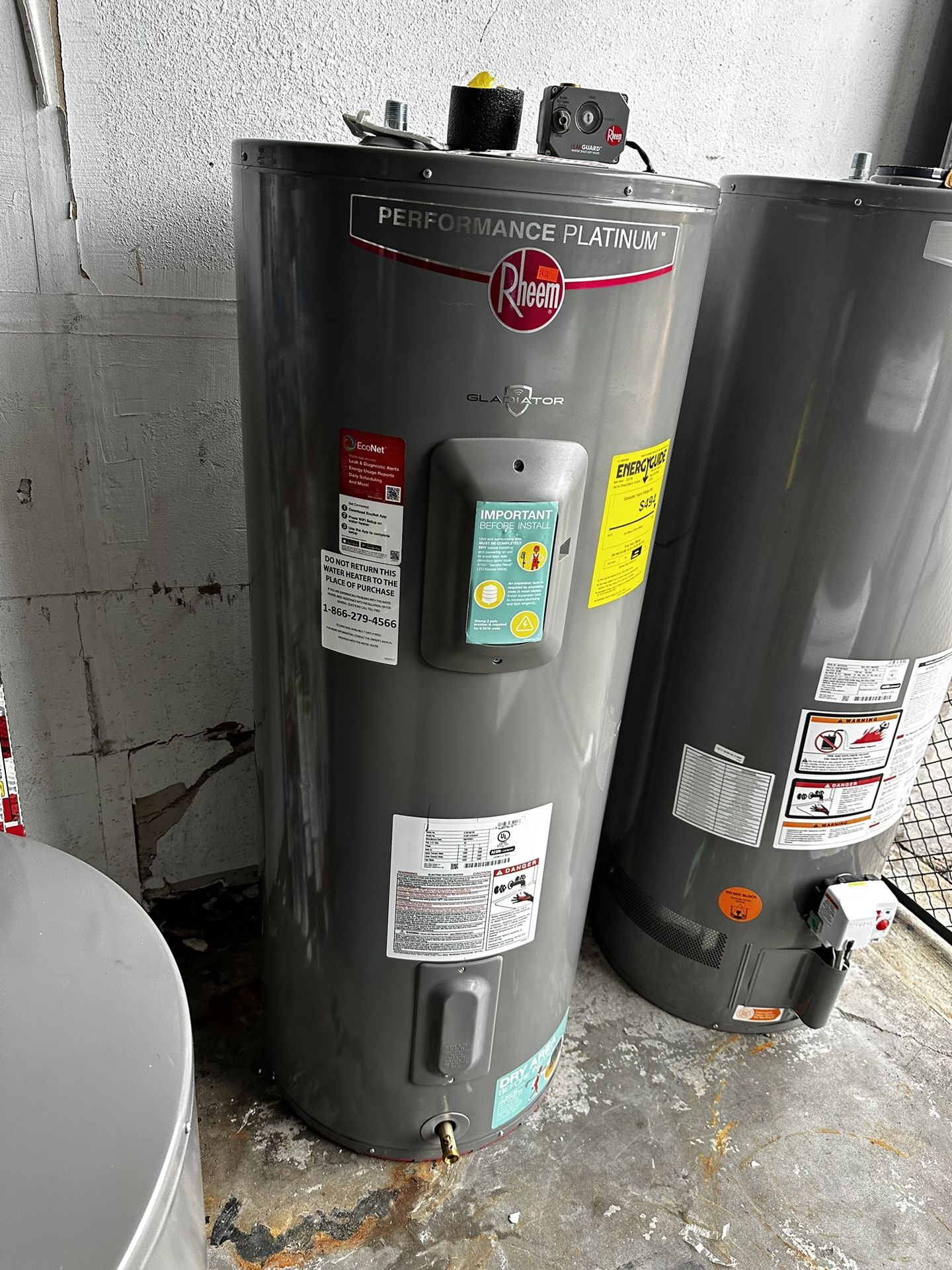 Rheem Gladiator 55 Tall 12 Year 4500/4500 Watt Smart Electric