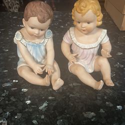 Piano babies Boy And Girl Porcelain