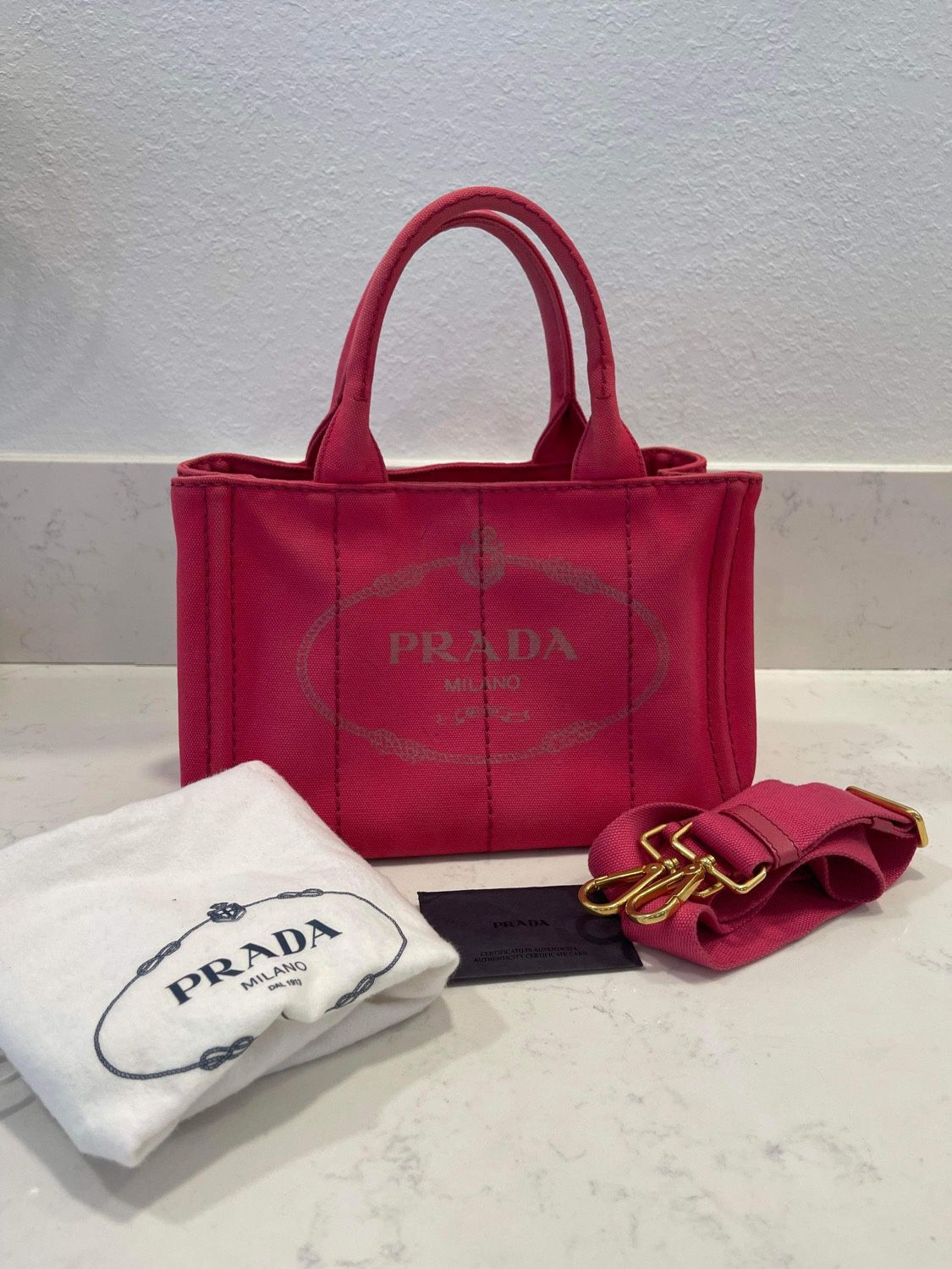 💯 Authentic Prada pink canapa Crossbody Bag