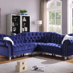 Oval Navy Blue Sectional 3PC