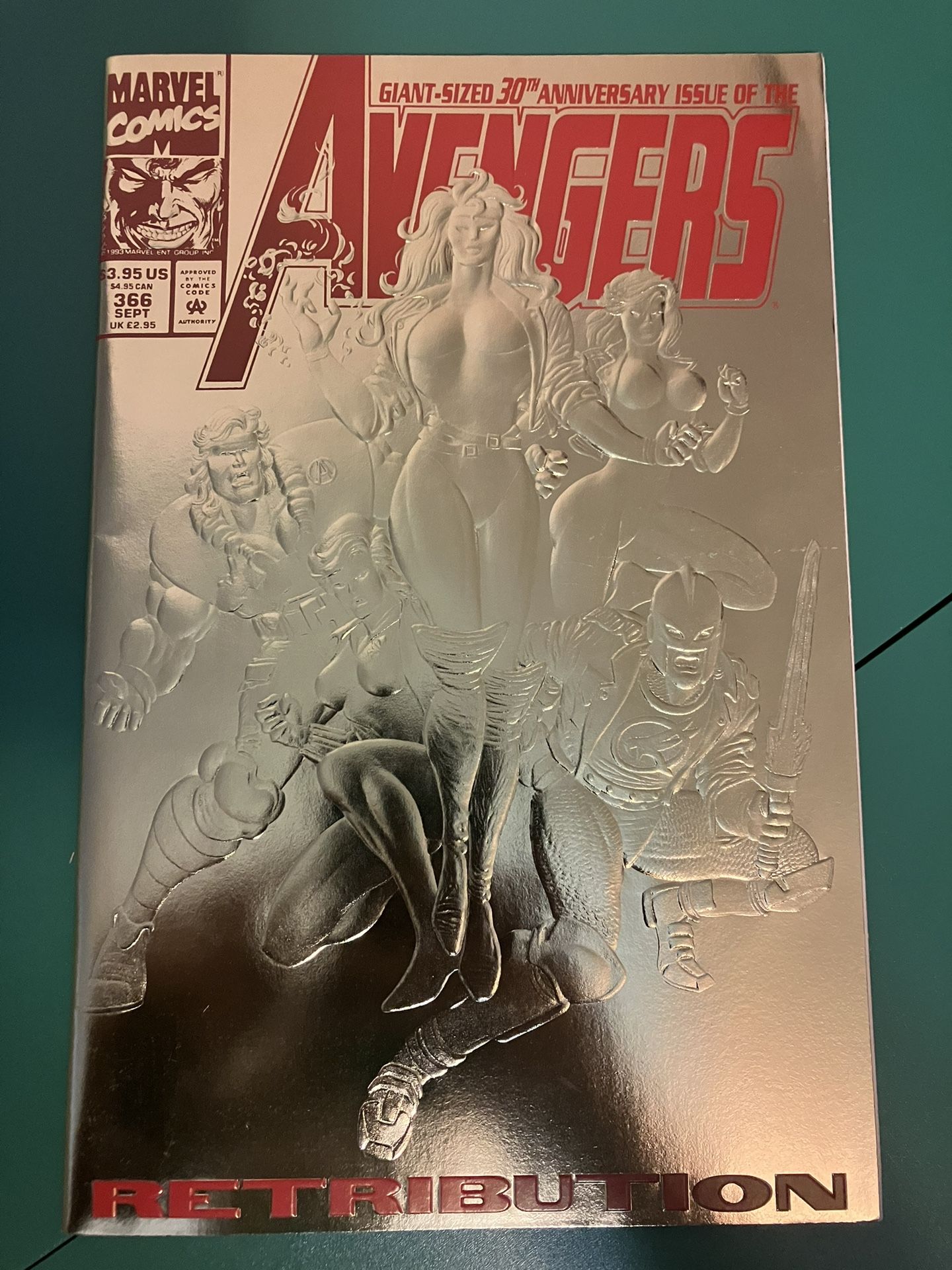 1993 Avengers #366 Gold Foil Cover Comic Book (Deadpool) Embossed 