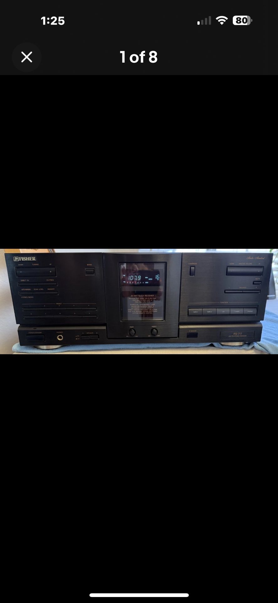 Fisher 80 Watt 2 Channel Vintage AM FM Stereo Receiver HIFI RS-717 No Remote