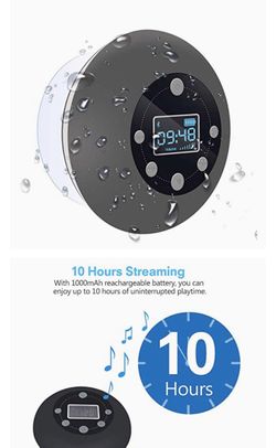 Shower Radio Bluetooth Speaker 5.0, CIYOYO Waterproof Wireless Bathroom Dab Music with Suction Cup FM Microphone 10 Hours LCD Clock Display SD Card P