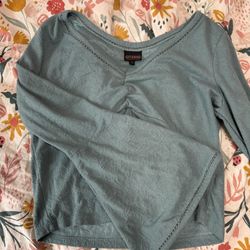 Green Bell Sleeve Top
