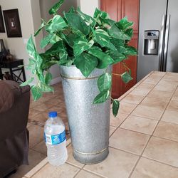 Galvanized Vase With Greenery Included 