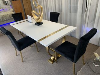Luxury White & Gold Dining Table Set Modern, Elegant $10 down