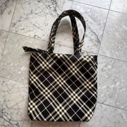 tote bag plaid pattern black beige large shopper