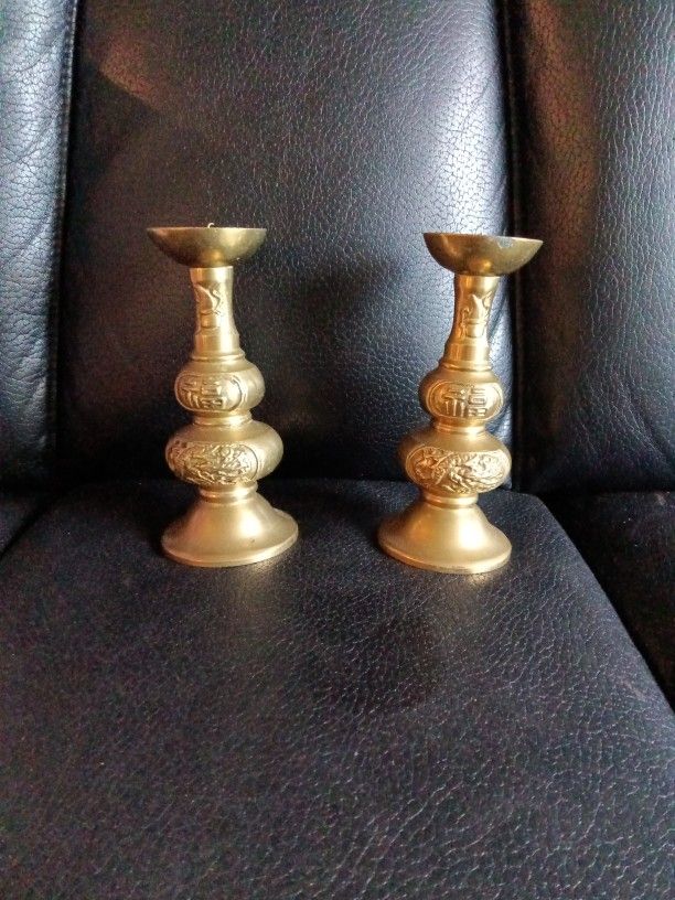 Antique Brass Candle Holders