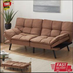 Beige Sofa Bed Memory Foam Futon Convertible Couch Lounger Sleeper LoveSeat 