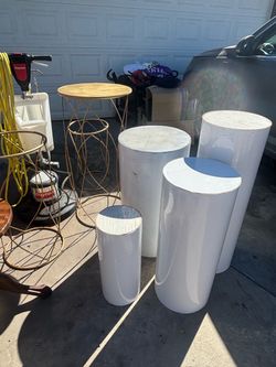 White Cylinder Pedestals Set of 4