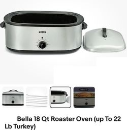 Bella 18 Quart Roaster Oven Electric Buffet Roasting Turkey Rack 150°F-450°F