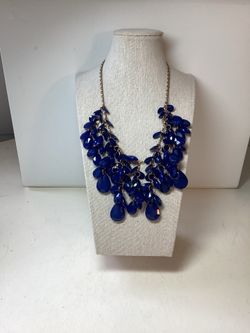 Vintage Navy Teardrop Statement Necklace