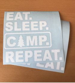 EAT SLEEP CAMP REPEAT Hiking Camping Outdoors Vinyl Decal