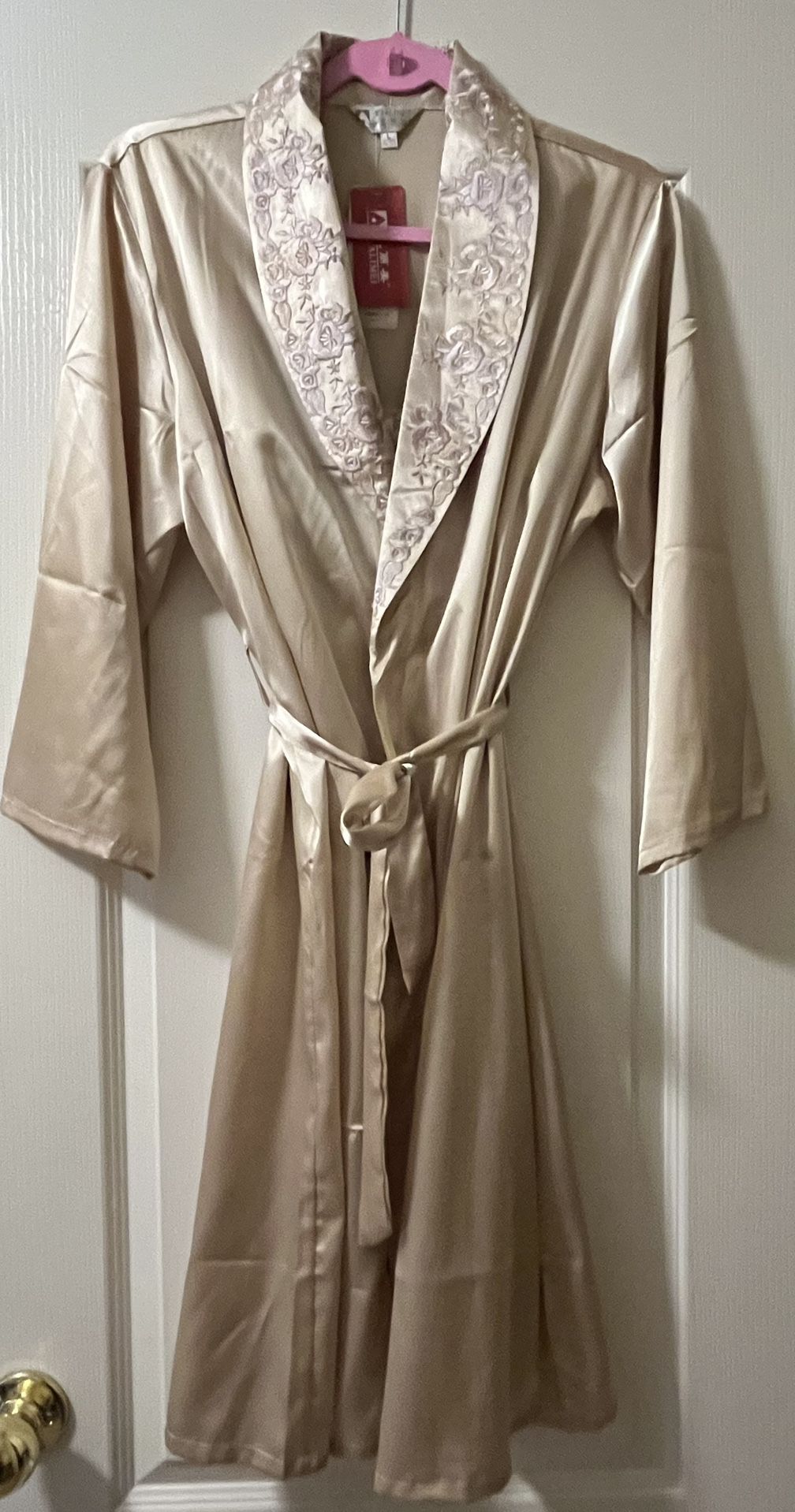 Champagne Lace Silk Nightgown & Robe Set