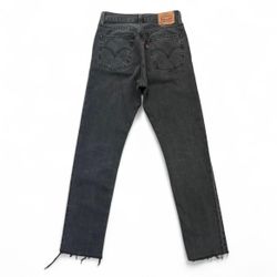 Levis 501 black wash raw hem jeans 